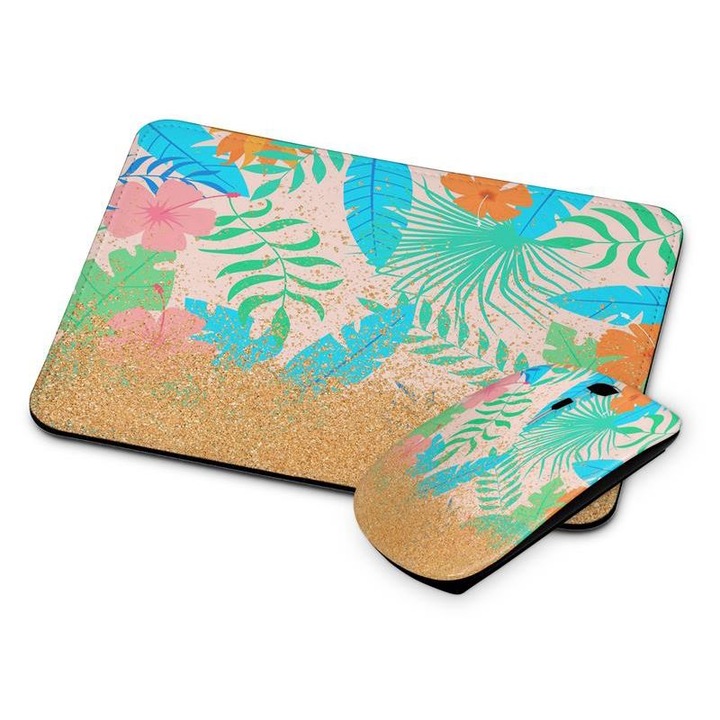 Mouse si mouse pad fara fir floral 194