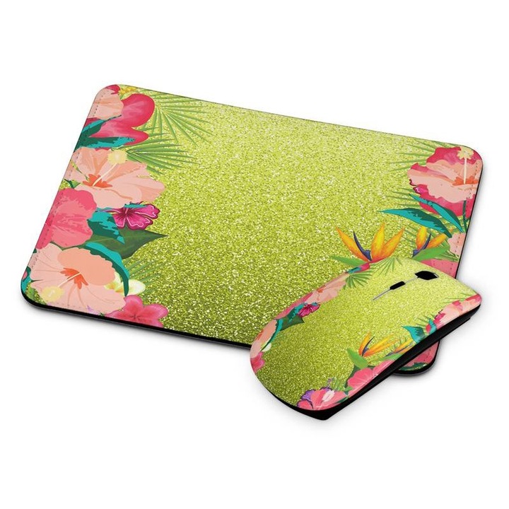 Mouse si mouse pad fara fir floral 205