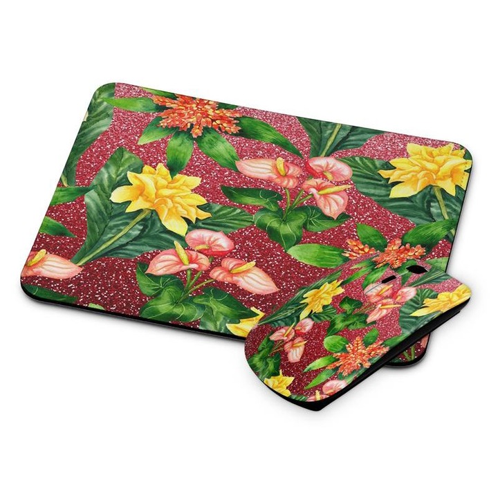 Mouse si mouse pad fara fir floral 203