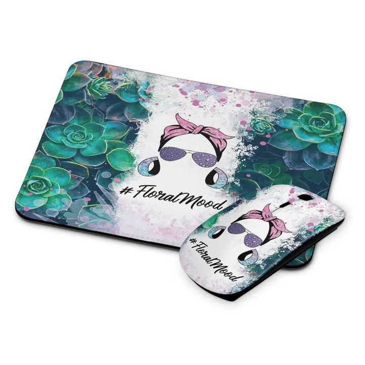 Mouse si mouse pad fara fir Floral Mood 307