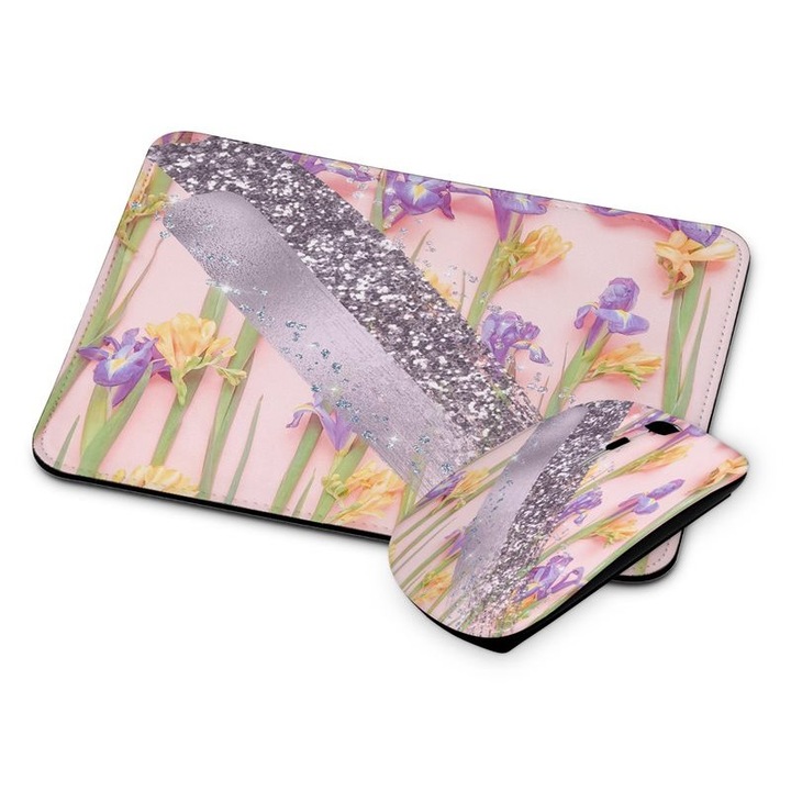 Mouse si mouse pad fara fir floral 200