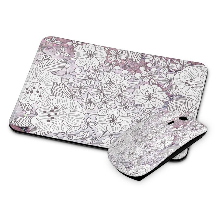 Mouse si mouse pad fara fir floral 215
