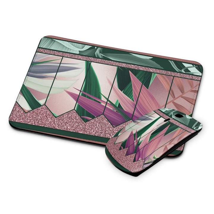 Mouse si mouse pad fara fir floral 60