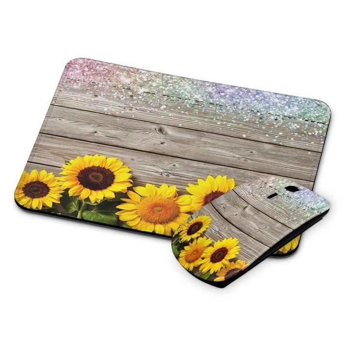 Mouse si mouse pad fara fir floral 389