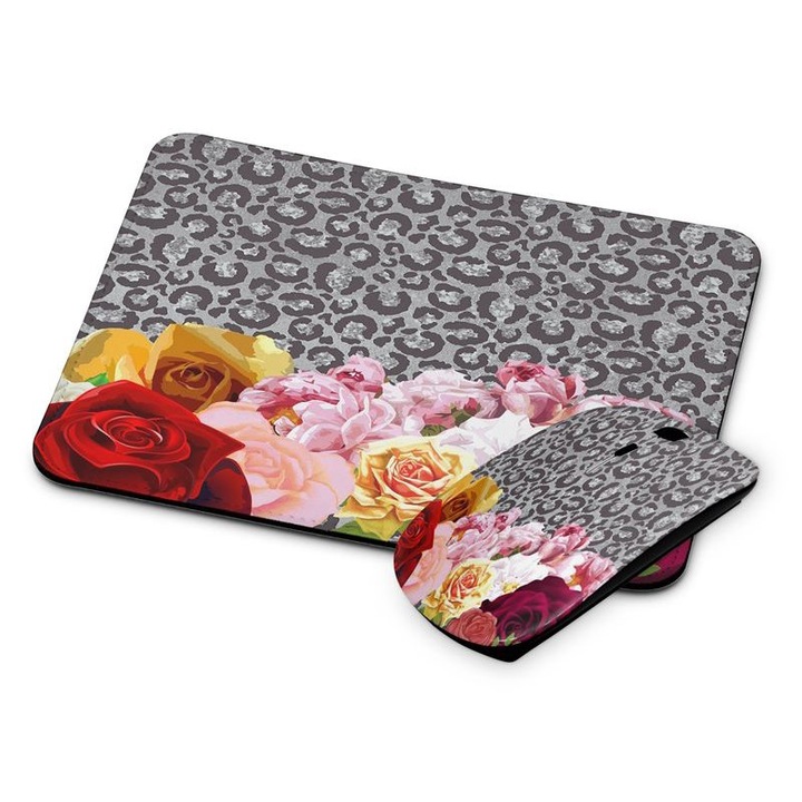 Mouse si mouse pad fara fir cu model animal 208