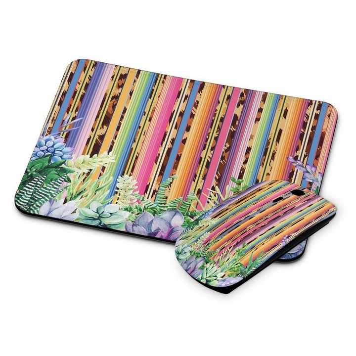 Mouse si mouse pad fara fir floral 374
