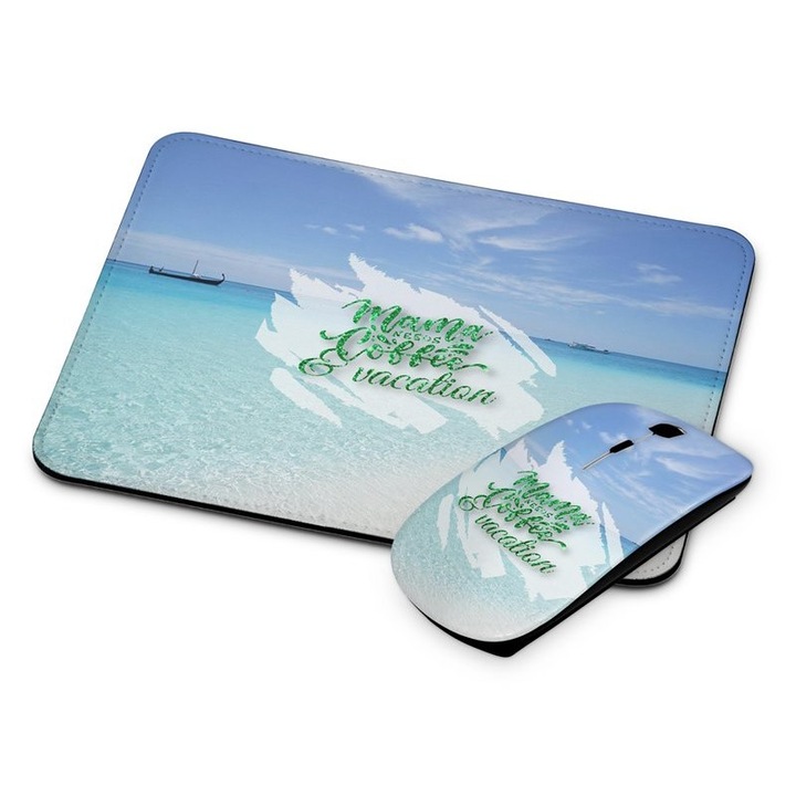 Mama are nevoie de mouse si mouse pad fara fir pentru vacanta de cafea 99