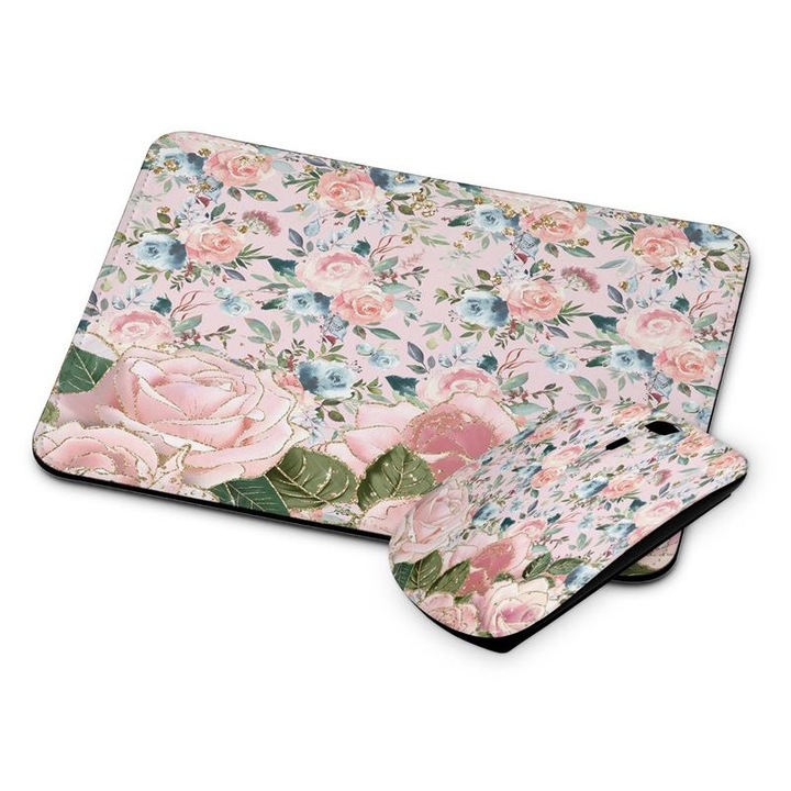 Mouse si mouse pad fara fir floral 347
