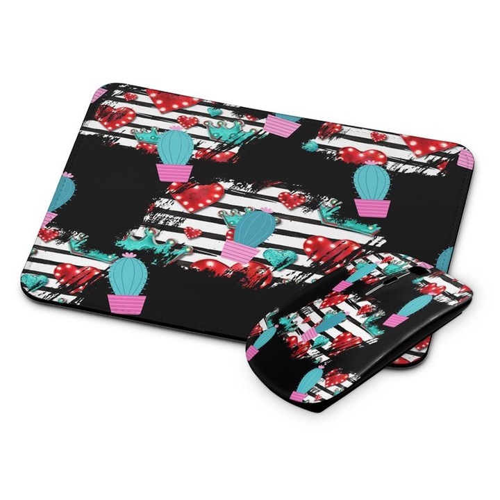 Mouse si mouse pad fara fir floral 376