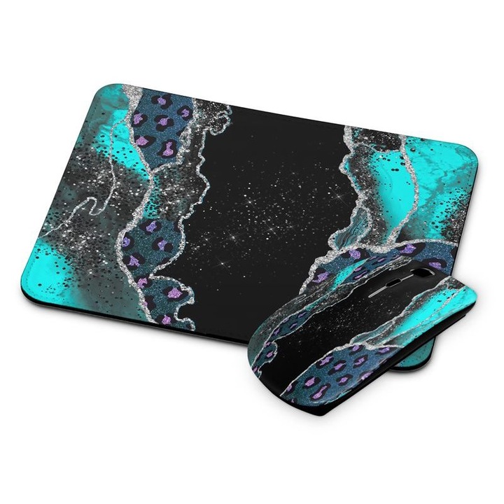 Mouse si mousepad fara fir cu model de marmura 110