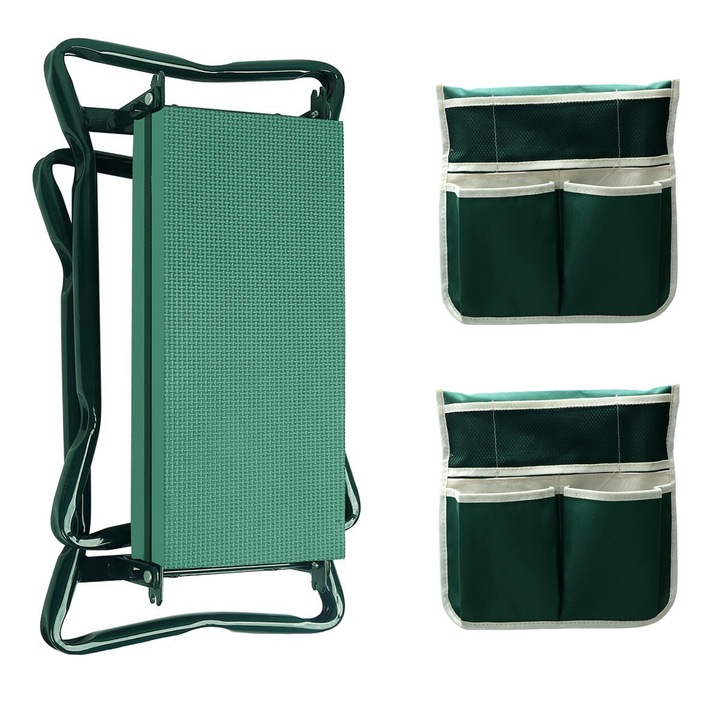 Стол за колене, FMK, сгъваем, чанта за инструменти, 60 x 27 x 49 см, зелен