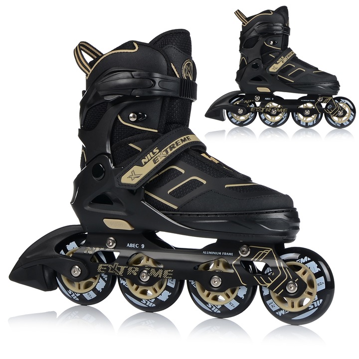 Állítható Görkorcsolya, Nils Extreme, NA14174, Fekete/Arany, Korcsolya, ABEC-9, PU, 39-42