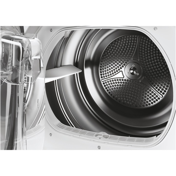 Uscator de rufe Candy Rapido Pro RPE H8A2TRE-S, Pompa de caldura, 8 kg, Clasa A++, WiFi, Easy Case, Programe rapide de uscare, Dry Senzor, Kilo Detector, Alb