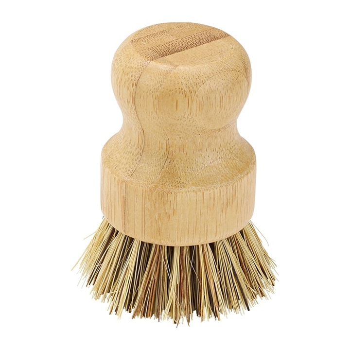 Perie pentru vase, Grunerle, fara maner, din bambus, cu peri din tampico, Maro