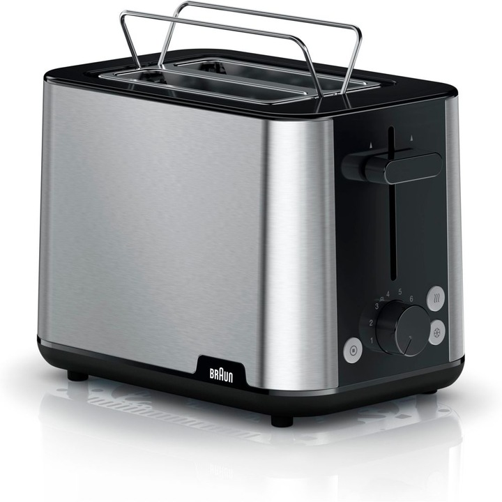 Prajitor de paine, Braun, 2 felii, 900 W, Inox, Negru