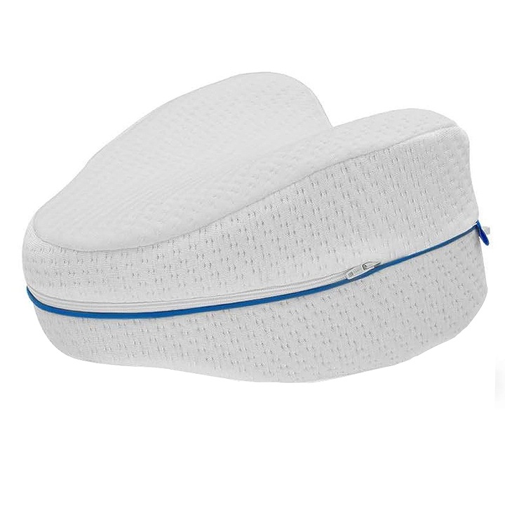 Perna Ortopedica GREATON pentru Genunchi/Picioare, Mentine Pozitia Corecta in Timpul Somnului, cu Spuma de Memorie, Alb