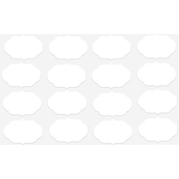 Комплект 40 самозалепващи етикета, Duragon, бели, за писане с маркер, модел 2, 4х8 см