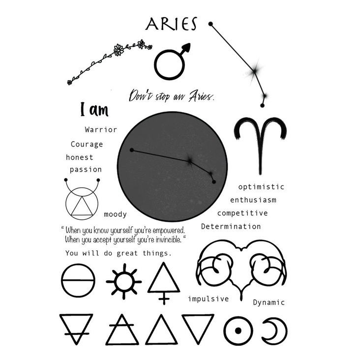 Tatuaj temporar, Flash Tattoos Romania, Aries Zodiac Tattoo, rezistent la apa, aplicare rapida, 15x21 cm