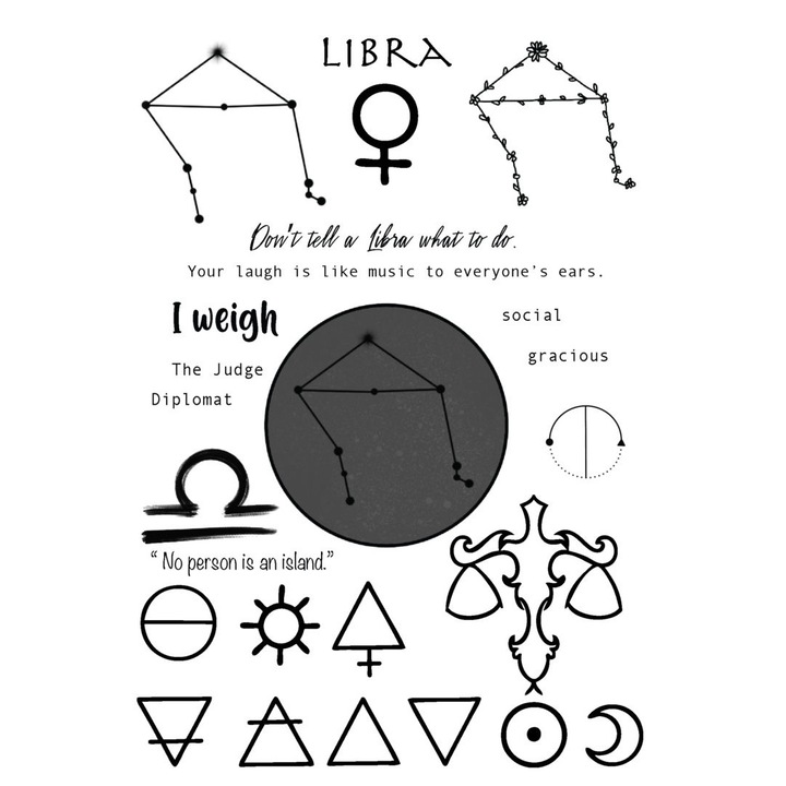 Tatuaj temporar, Flash Tattoos Romania, Libra Zodiac Tattoo, rezistent la apa, aplicare rapida, 15x21 cm
