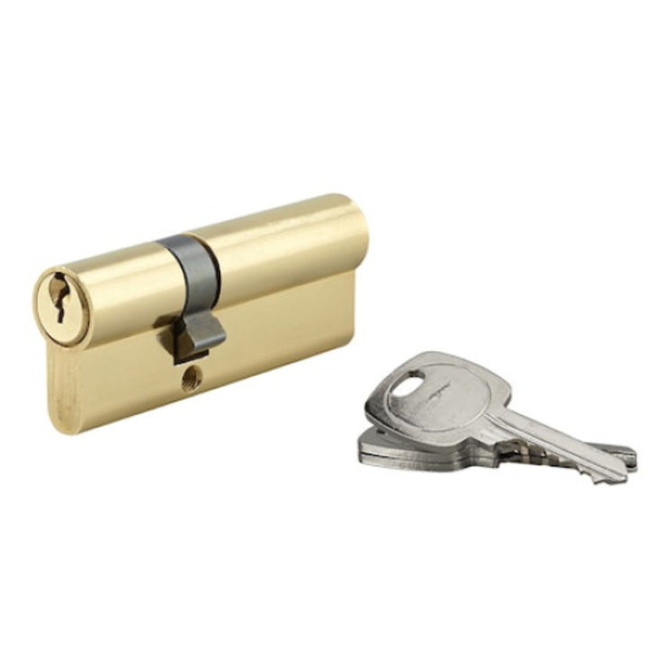 Cilindru standard, din alama, mecanism cu 5 pini, 3 chei, 30 x 50 mm