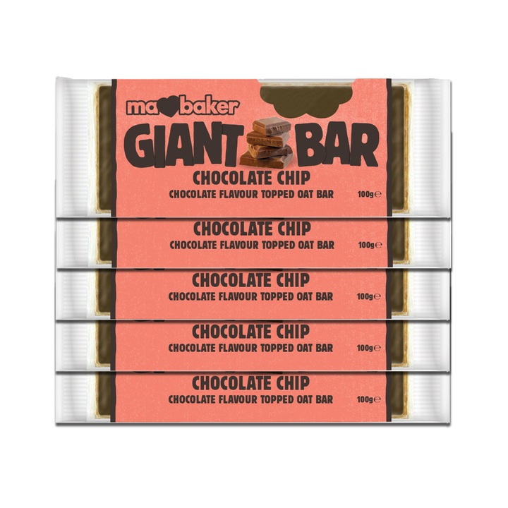 Baton din Ovaz cu Ciocolata Belgiana si Chips de Ciocolata MA BAKER 100g, 5 buc