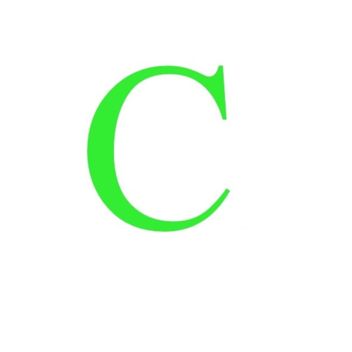 Sticker decorativ, Litera "C", inaltime 15 cm, verde fluorescent