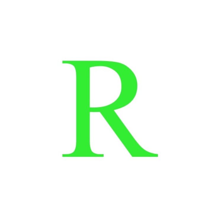 Sticker decorativ, Litera "R", inaltime 20 cm, verde fluorescent