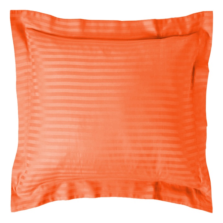 Damaszt párnahuzat polipamut csík 1 cm, 70 x 70 cm és szegély 3,5 cm, Korall piros