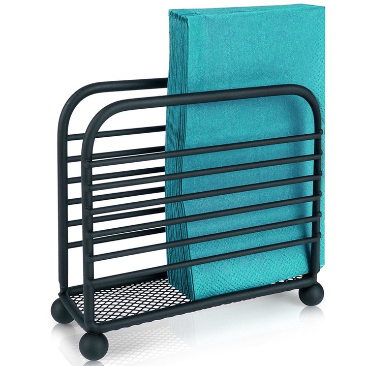 Метална поставка за салфетки, Vilde, 11.5x4.5x10 см, Метална, Практична и Елегантна, За вътрешна и външна употреба, Декоративен Елемент, Матово Черна