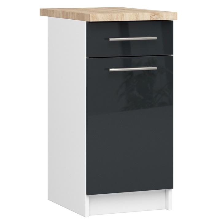 Dulap de bucatarie, Akord Furniture Factory, Pal, 40 x 85 x 46cm, Alb/Gri grafit