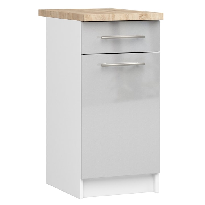 Dulap de bucatarie, Akord Furniture Factory, Pal, 40 x 85 x 46cm, Alb/Gri deschis