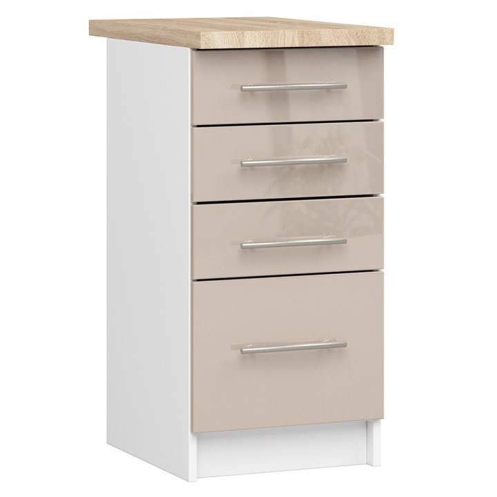 Dulap de bucatarie, Akord Furniture Factory, Pal, 40 x 85 x 46cm, Alb/Cappuccino