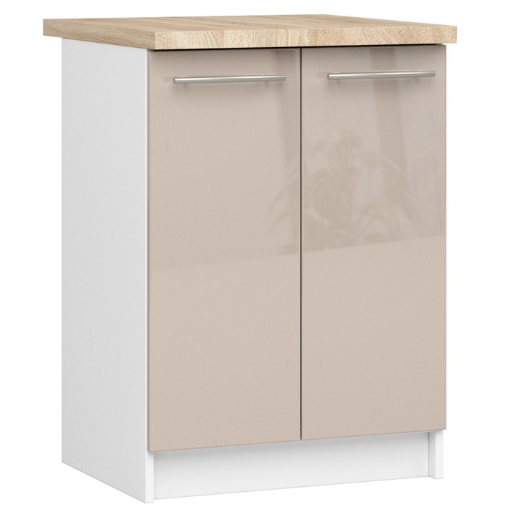 Dulap de bucatarie, Akort Furniture Factory, Pal, 60 x 85 x 46cm, Alb mat/Cappuccino