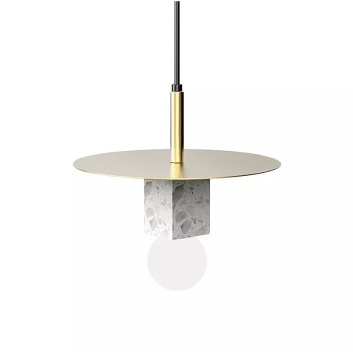 Suspensie corp iluminat Lucia, 1xE27, corp din marmura, decor metalic, 16x16x28cm