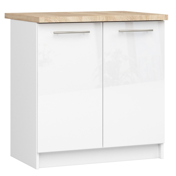Dulap de bucatarie, Akort Furniture Factory, Pal, 80 x 85 x 46cm, Alb lucios