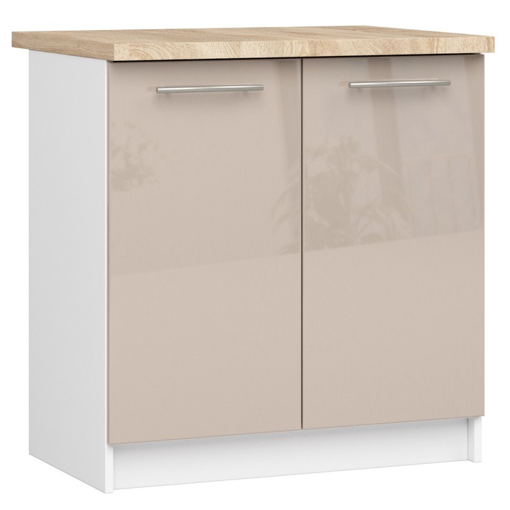 Dulap de bucatarie, Akort Furniture Factory, Pal, 80 x 85 x 46cm, Alb/ Cappuccino