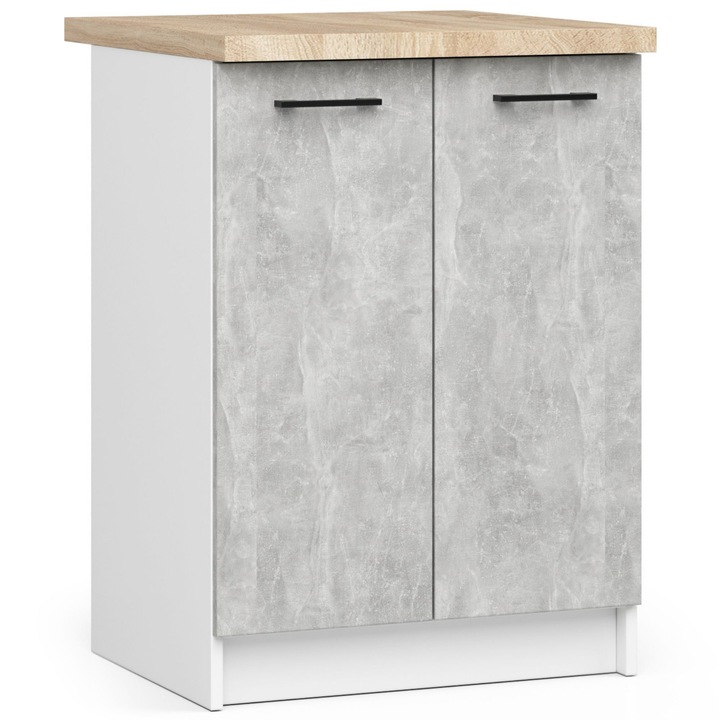 Dulap de bucatarie, Akort Furniture Factory, Pal, 60 x 85 x 46cm, Alb / Gri