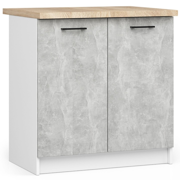 Dulap de bucatarie cu 2 usi, Akort Furniture Factory, Pal, 80 x 86 x 46cm, Alb / Gri
