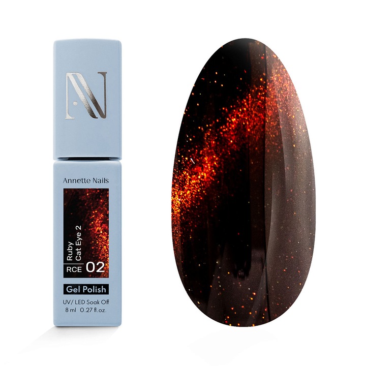 Oja Semi AnetteNails Ruby Cat Eye RCE-02, 8ml
