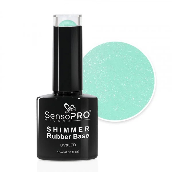Лак за нокти SensoPRO Milano Shimmer Rubber Base - #58 Radiant Lime, 10 ml