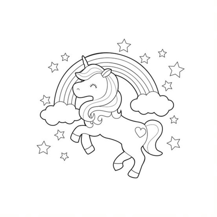 Картина Еднорог за оцветяване, 70х70 cm