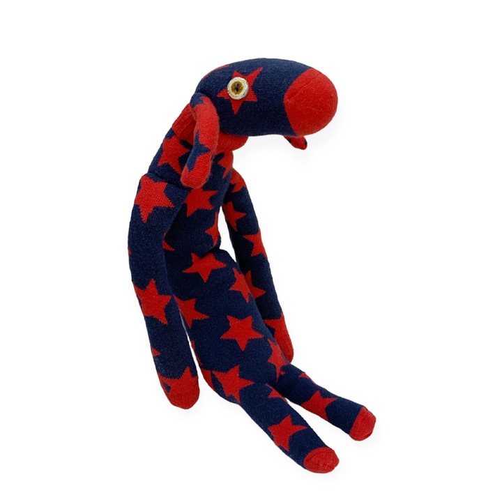 Плюшена играчка Chippo Куче #21-99-166 1-113, Дълго тяло, Копчета за очи, 43 см, Тъмносин/Червен