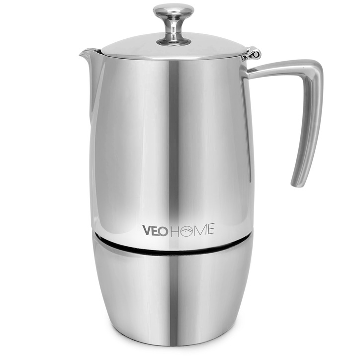 Espressor de cafea Inox pentru aragaz si plita cu inductie VeoHome 500ml