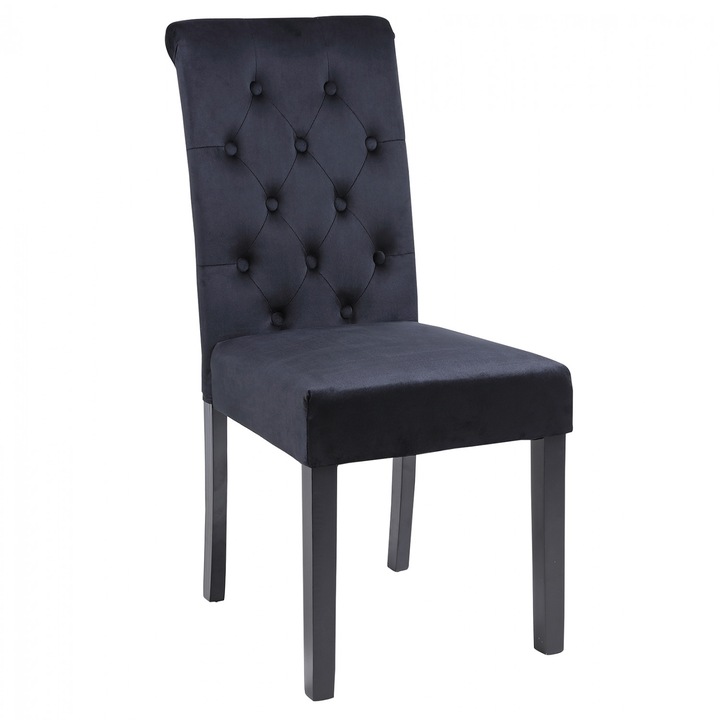 Трапезен Стол Puzzle-home ROXIE, Kадифе, Черен