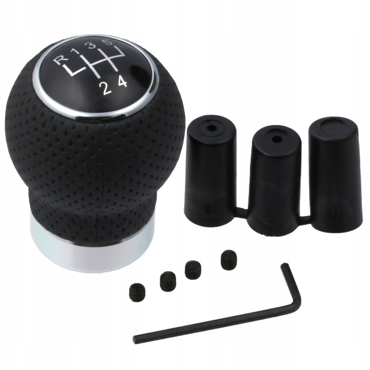 Sebességváltó gomb, Univerzális, Perforált Ökológiai bőr, Fekete, 5 sebességes