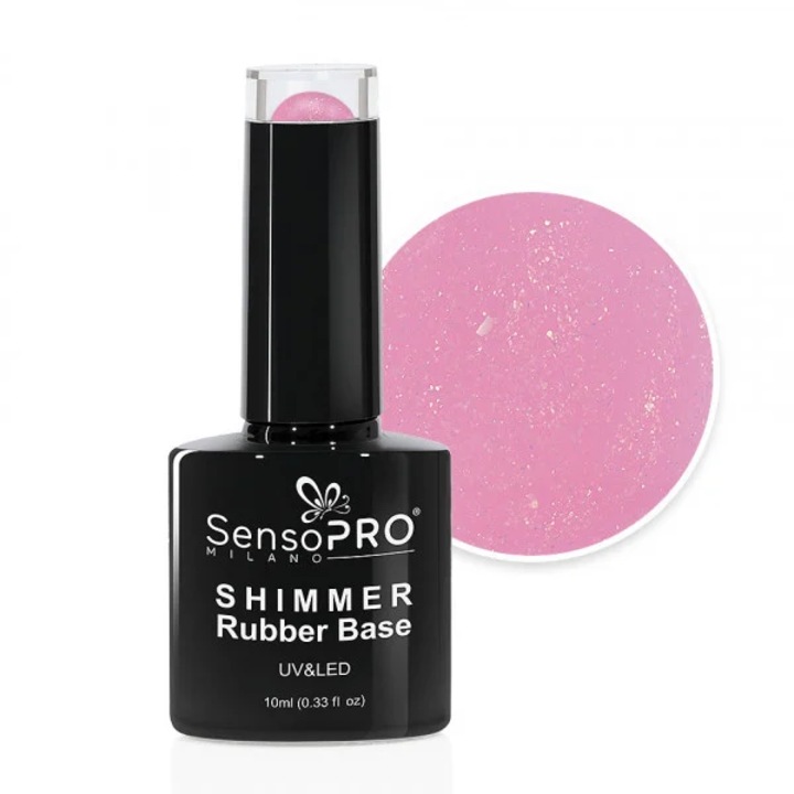 SensoPRO Milano Shimmer Rubber Base Лак за нокти - #71 Cosmic Rose, 10 ml
