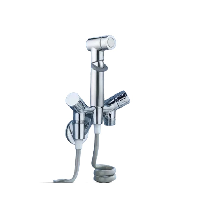 Set de dus pe perete, Mellrain, Alama/ABS, Dubla utilizare, Argintiu