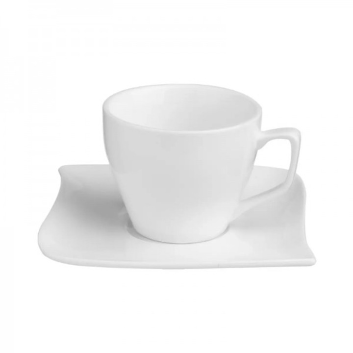 Set 12 cesti espresso cu farfurie ondulata, Waves, 90 ml