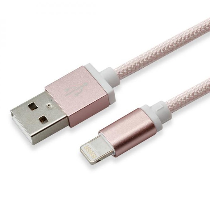 Sbox Blister Lightning Kábel, 1.5 m, Pink/Arany