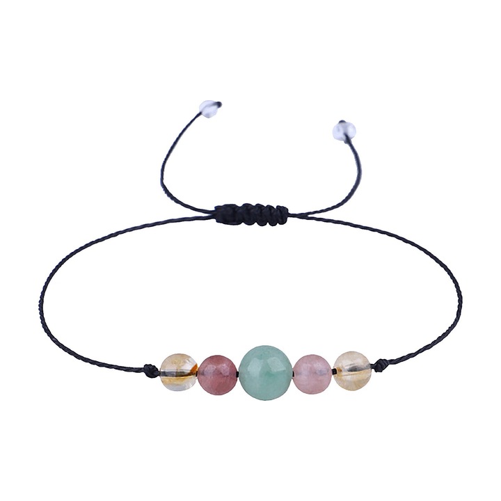 Bratara Noroc cristaloterapie, tip snur din pietre naturale semipretioase, unisex, marime reglabila